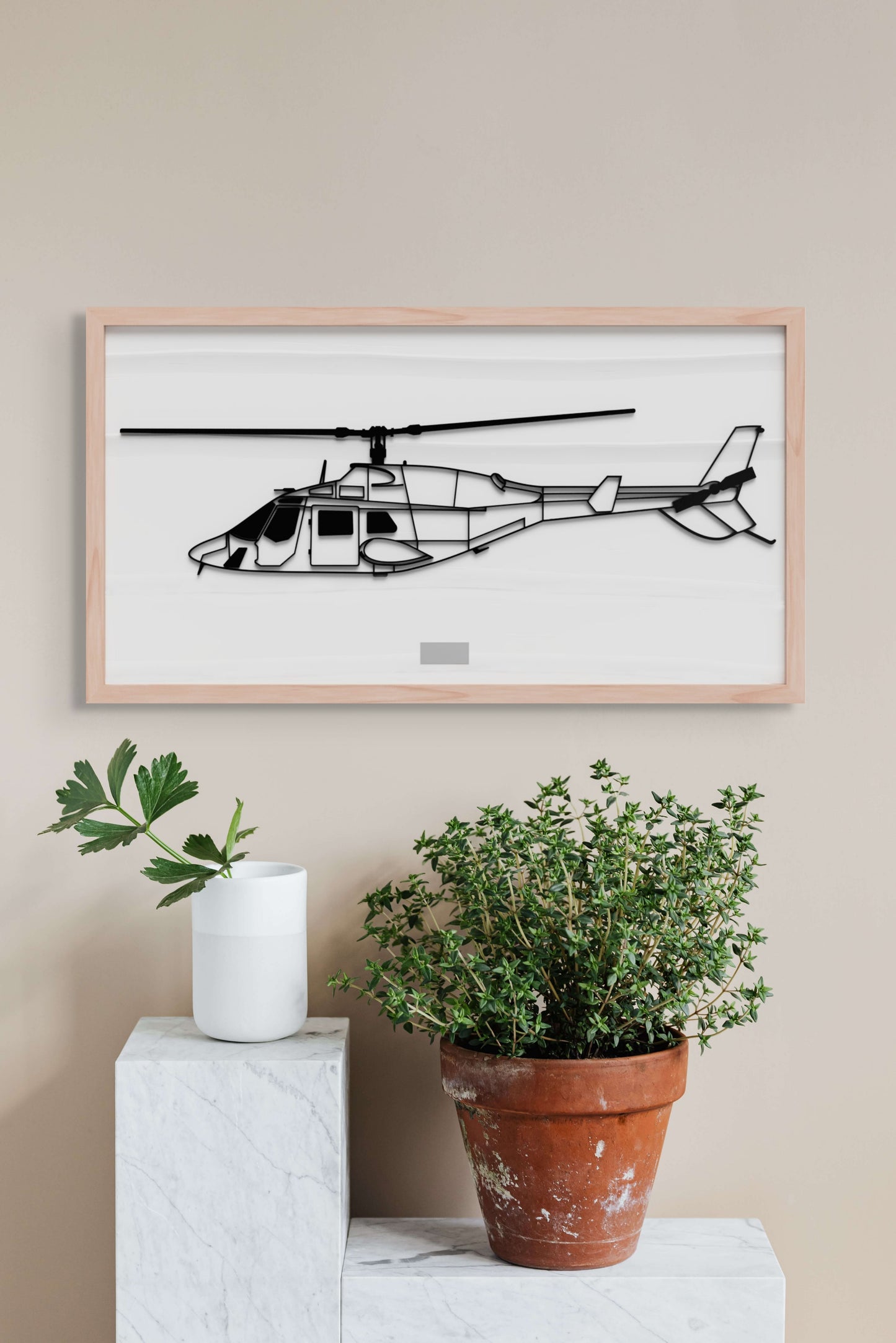 Bell 222b, 3D Silhouette wall art.