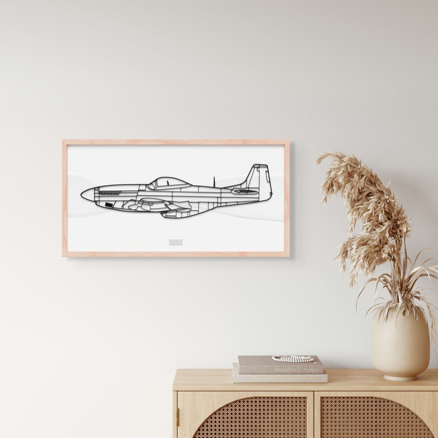 P-51 "Mustang", 3D Silhouette wall art. (side view)