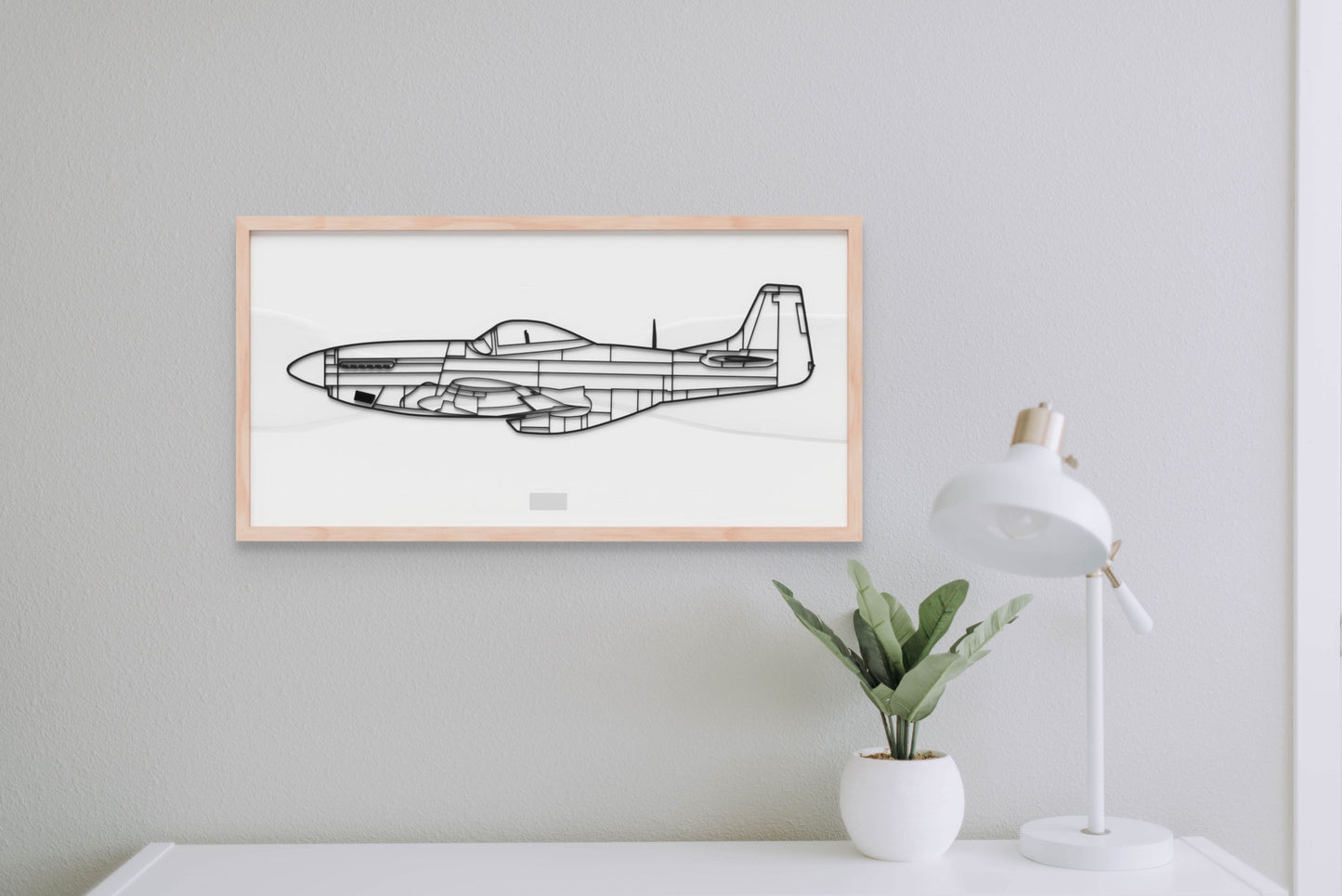 P-51 "Mustang", 3D Silhouette wall art. (side view)