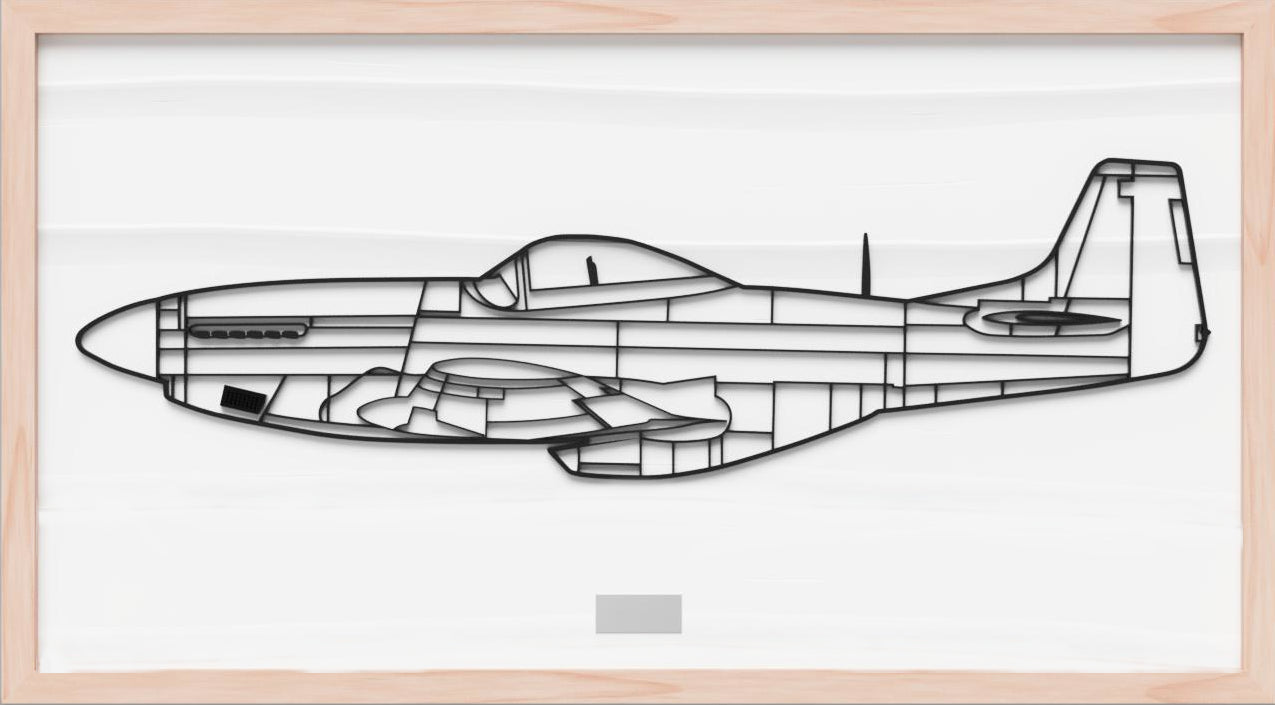 P-51 "Mustang", 3D Silhouette wall art. (side view)